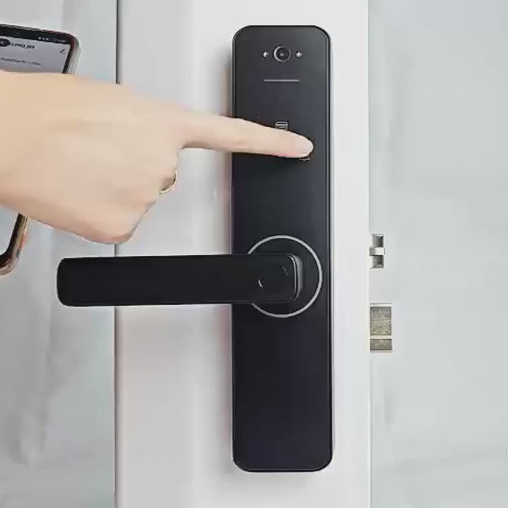 Built-in camera smart lock opened from the phone app, by fingerprint, keypad code and mechanical key
